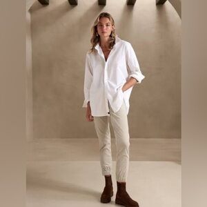 Banana Republic White Corduroy Utility Pants With Side Zipper Size 0